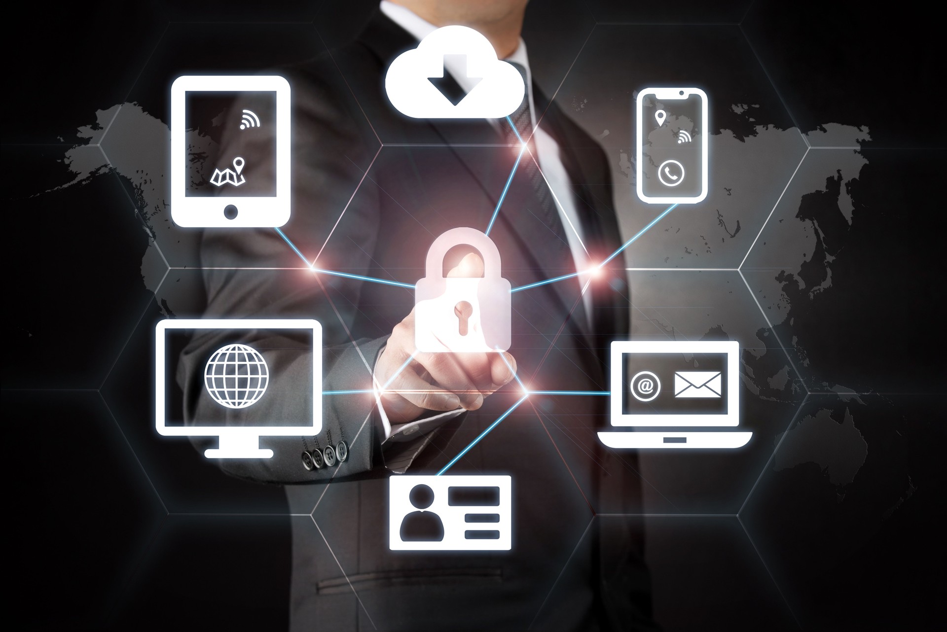 Businessman and Internet Security concept