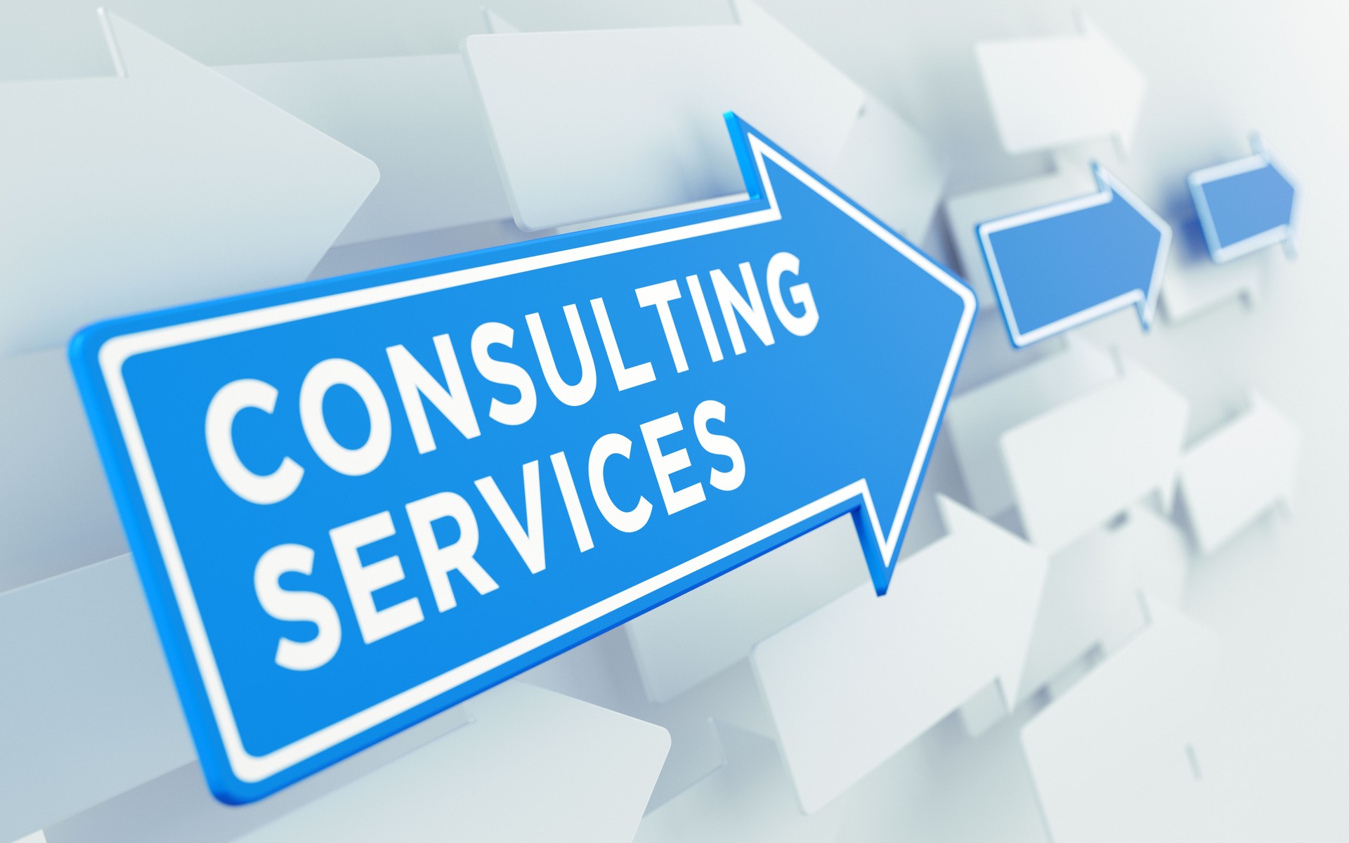 Consulting Services Text On Blue Directional Sign